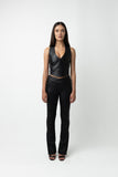 Paige Leather Pant - Caviar