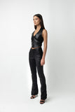 Paige Leather Pant - Caviar
