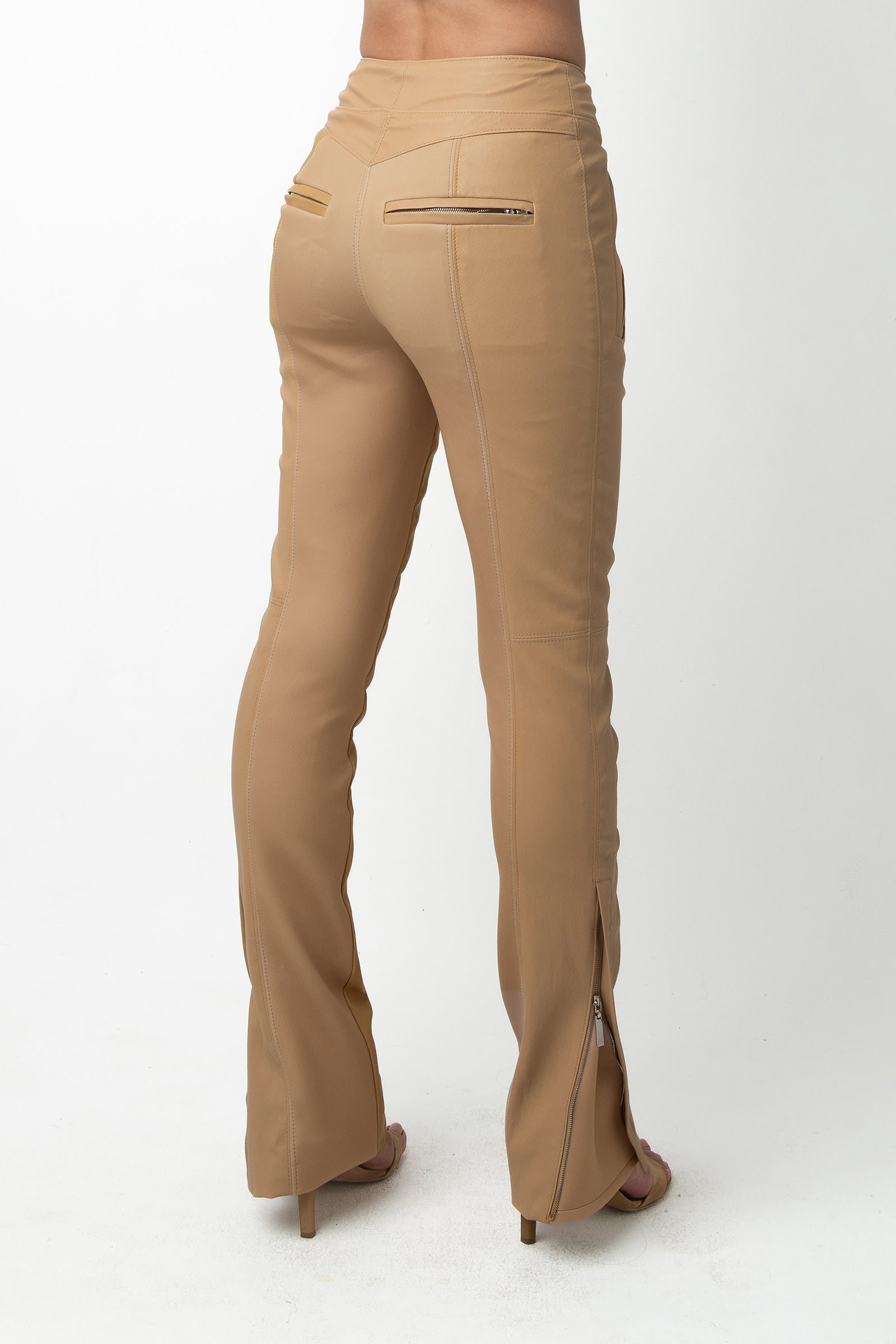 Paige Leather Pant - Latte
