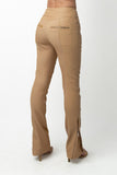Paige Leather Pant - Latte