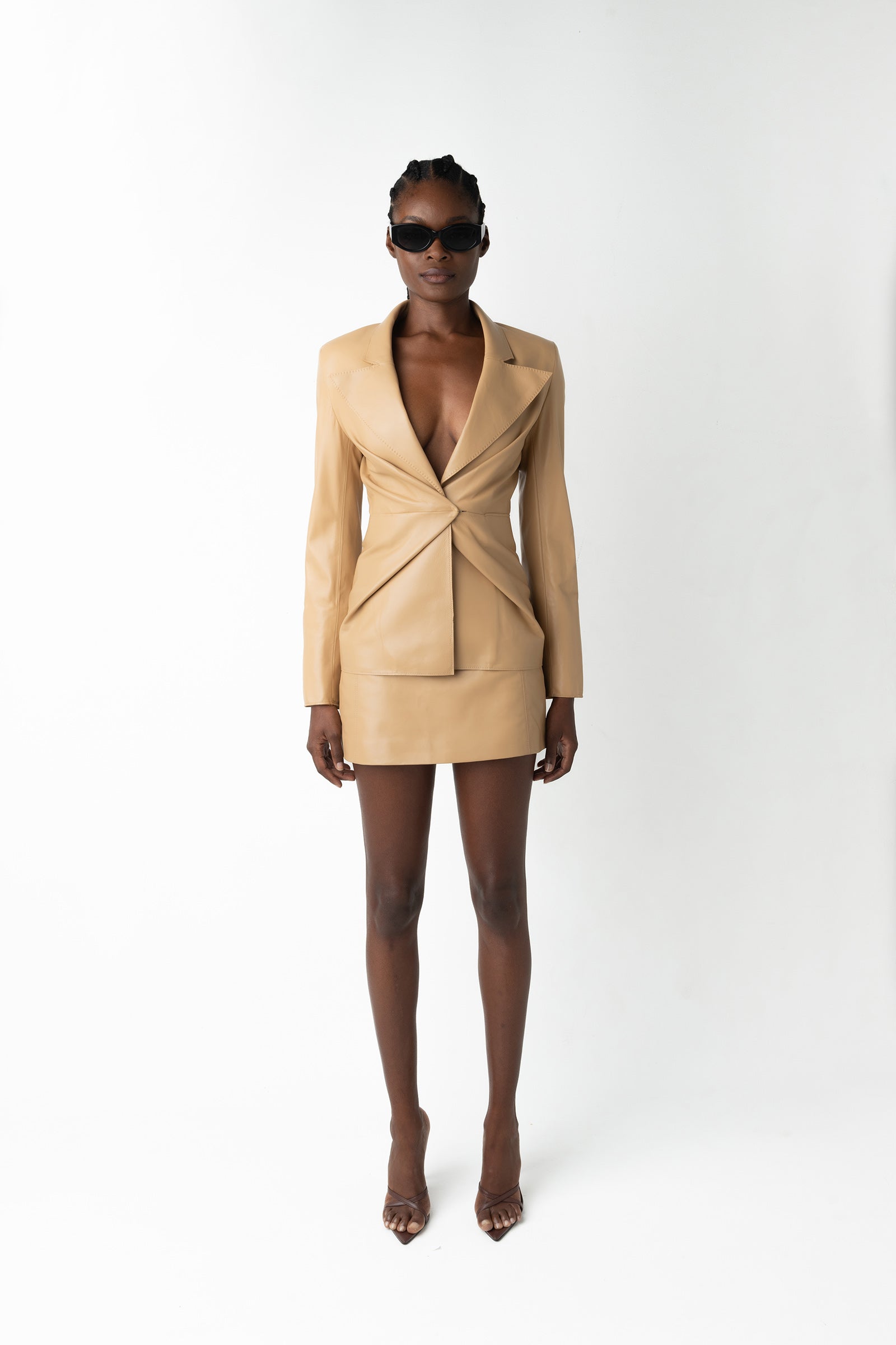 Alethia Leather Jacket - Latte