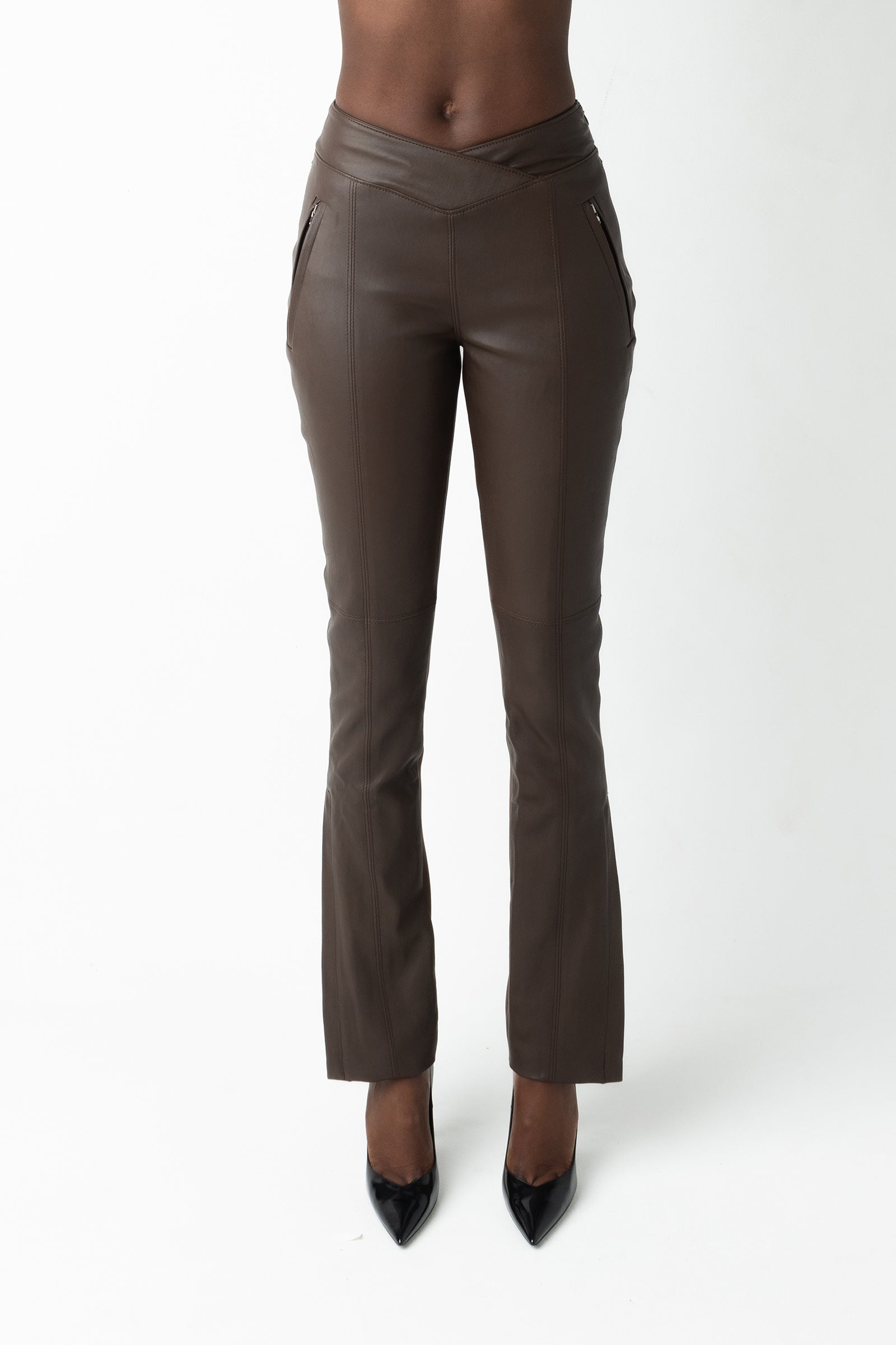 Paige Leather Pant - Chocolate