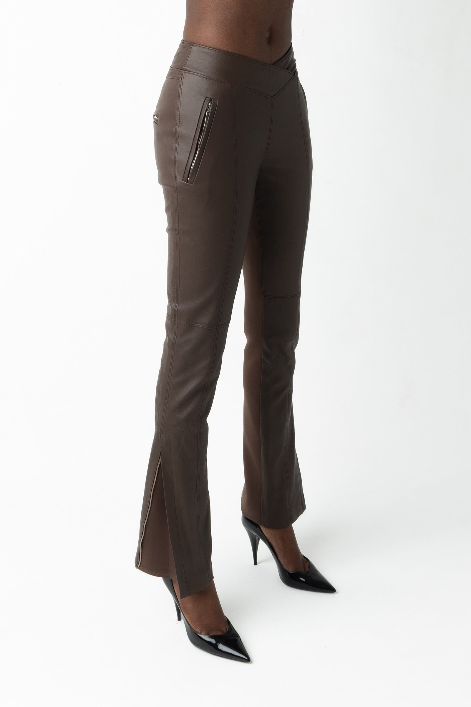 Paige Leather Pant - Chocolate