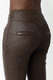 Paige Leather Pant - Chocolate