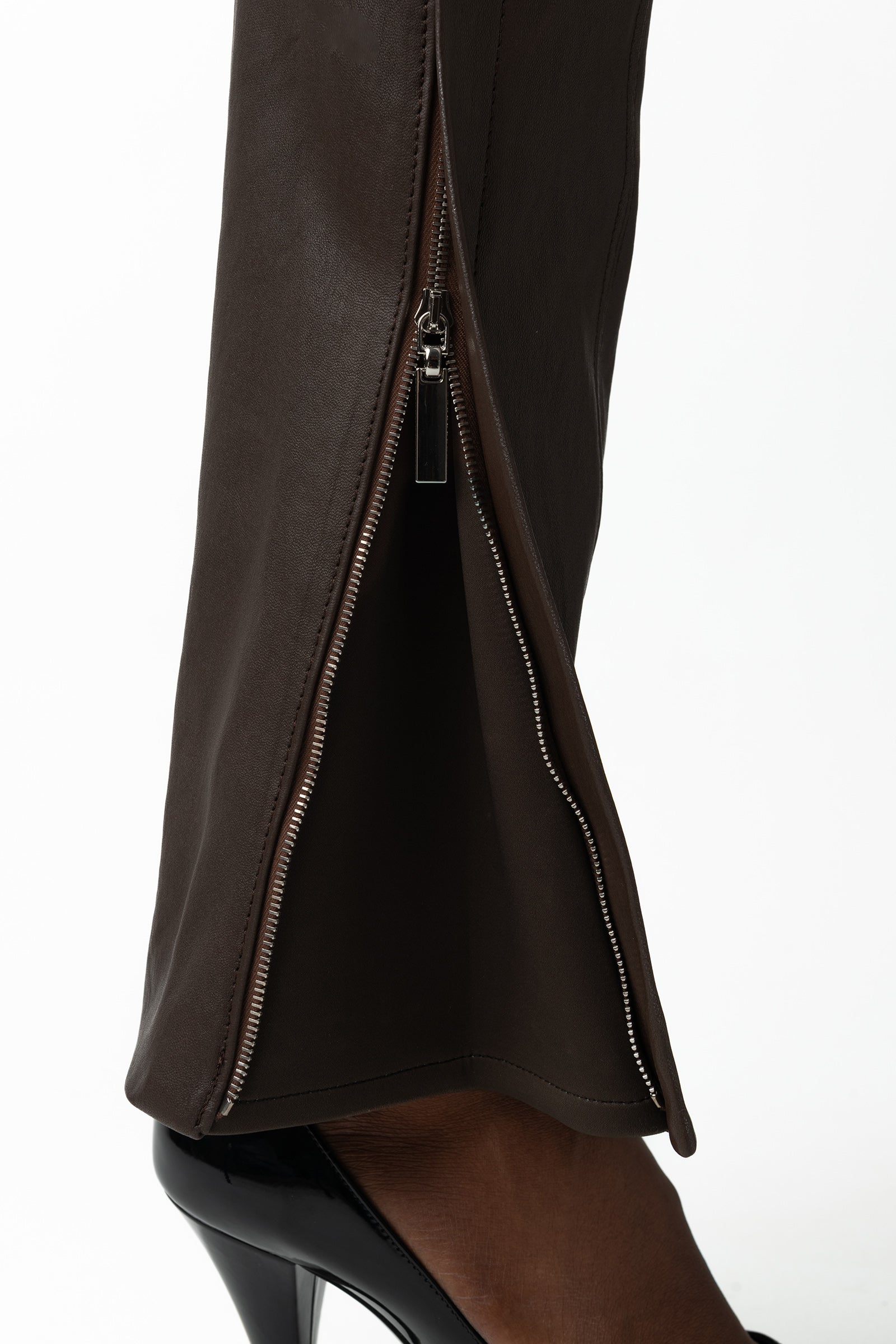 Paige Leather Pant - Chocolate